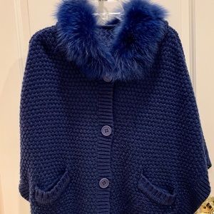 🌿BLUE 100% FUR & KNITTED CAPE SIZE MEDIUM🌿